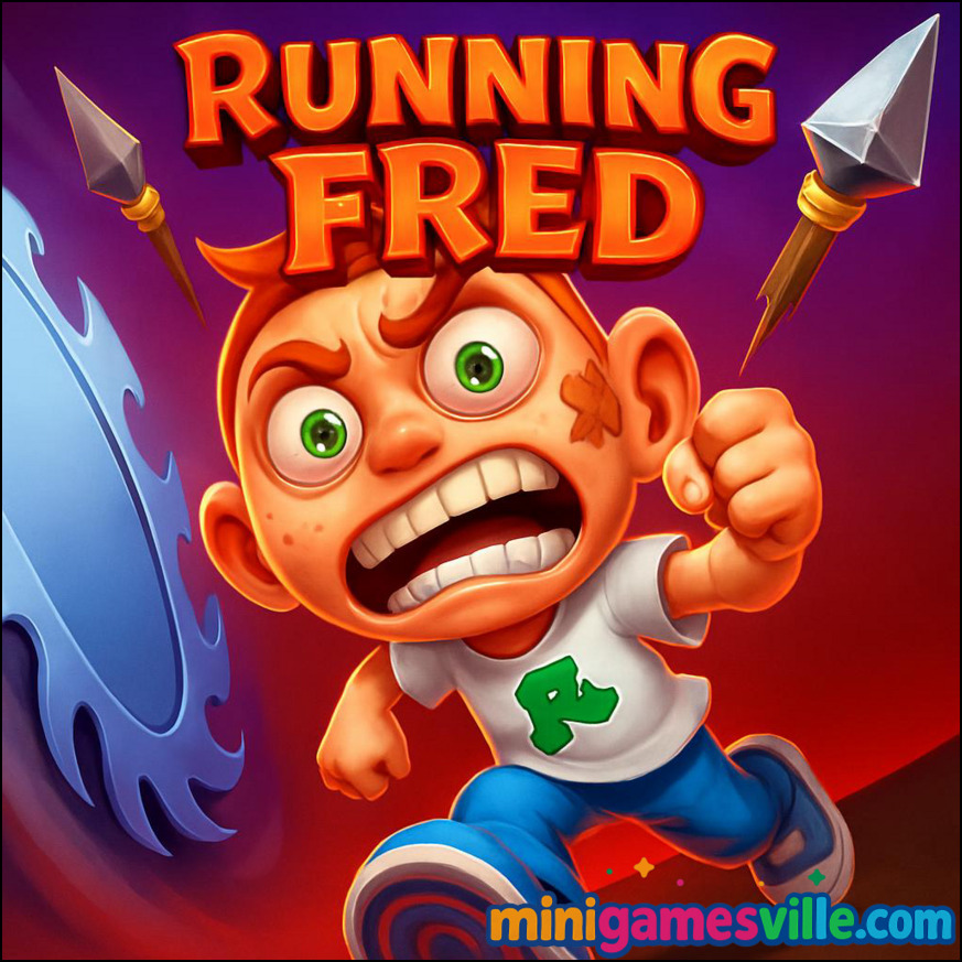 Running Fred gameplay showing character dodging traps in 3D environment